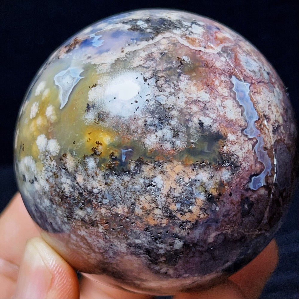334G Natural Polished Moss Agate Sphere Agate Crystal Ball Healing