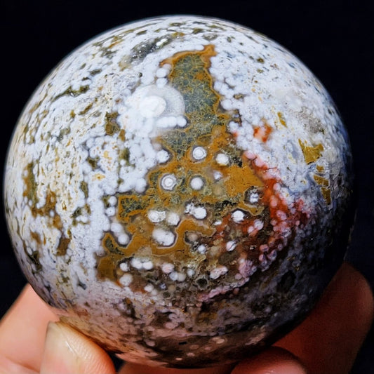 Natural Polished Orbicular Ocean Jasper Sphere Crystal Healing