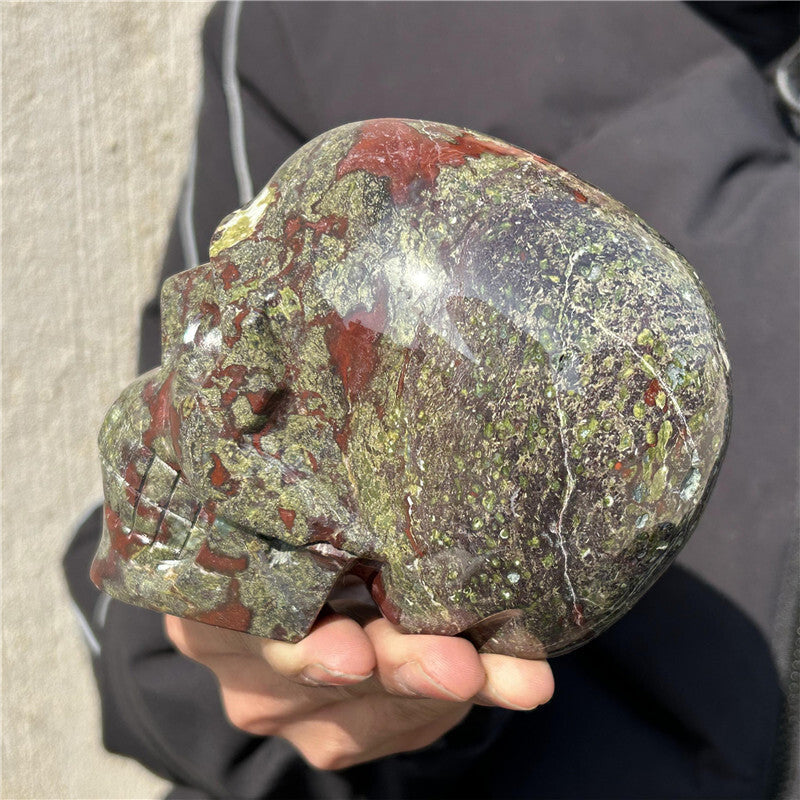 3LB Natural Dragon Blood Skull Carved Quartz Crystal Reiki Healing Mineral