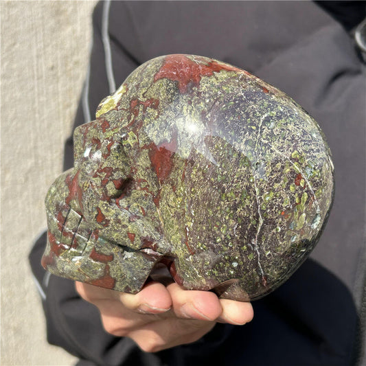 3LB Natural Dragon Blood Skull Carved Quartz Crystal Reiki Healing Mineral