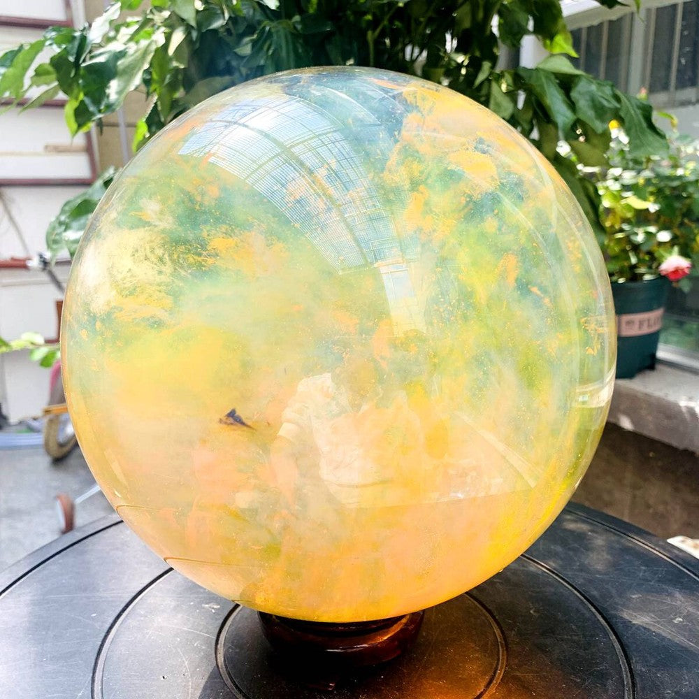 25.96LB Yellow melting stone quartz crystal sphere crystal ball  reiki