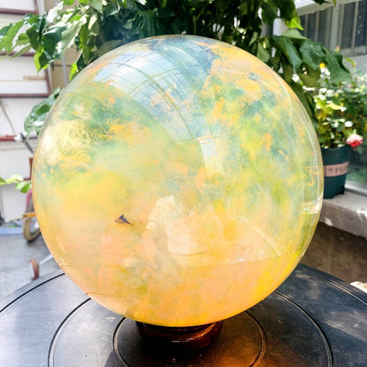 25.96LB Yellow melting stone quartz crystal sphere crystal ball  reiki