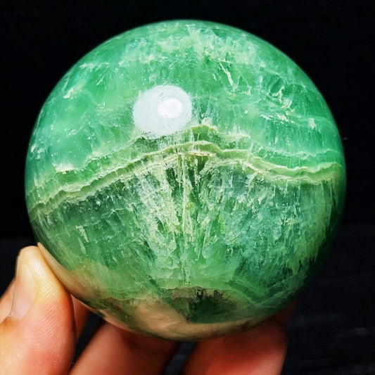 633G Natural Polished Green Fluorite Sphere Ball Crystal Healing