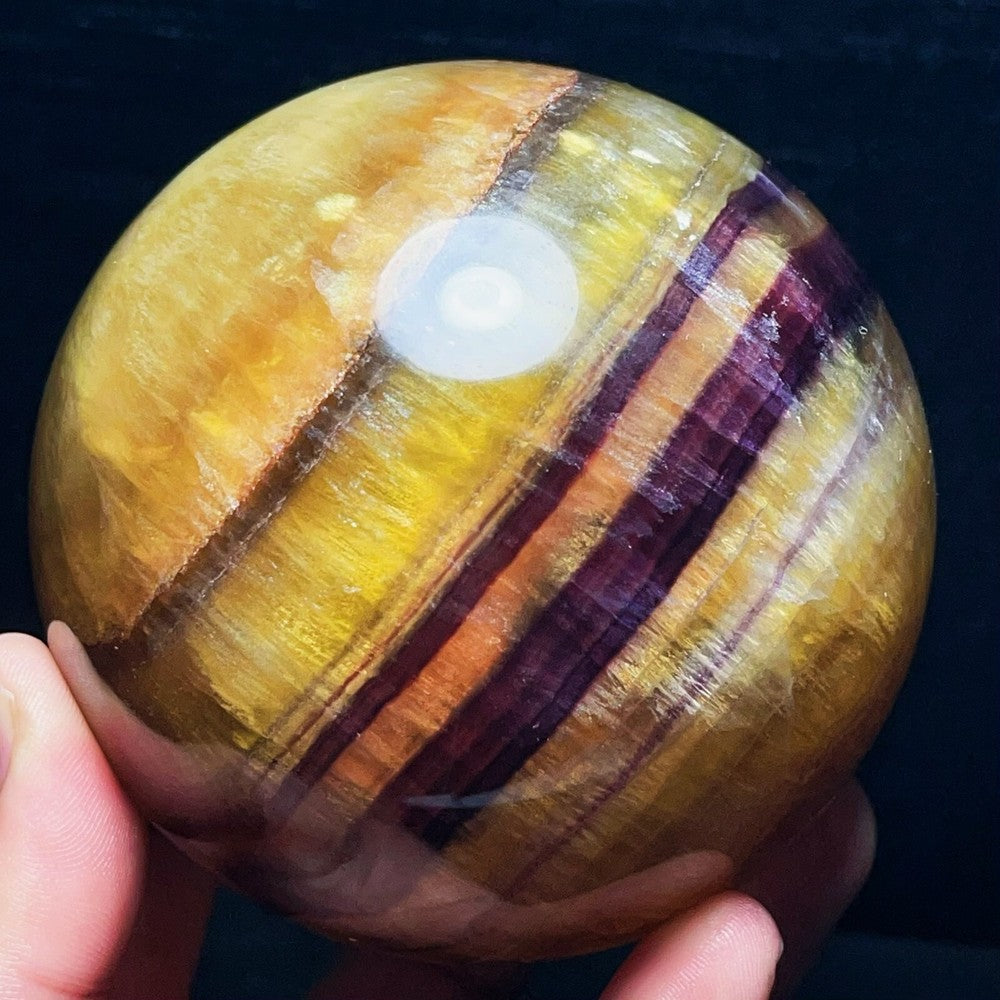 Boule de fluorite jaune polie naturelle 1449 g, cristal de guérison 
