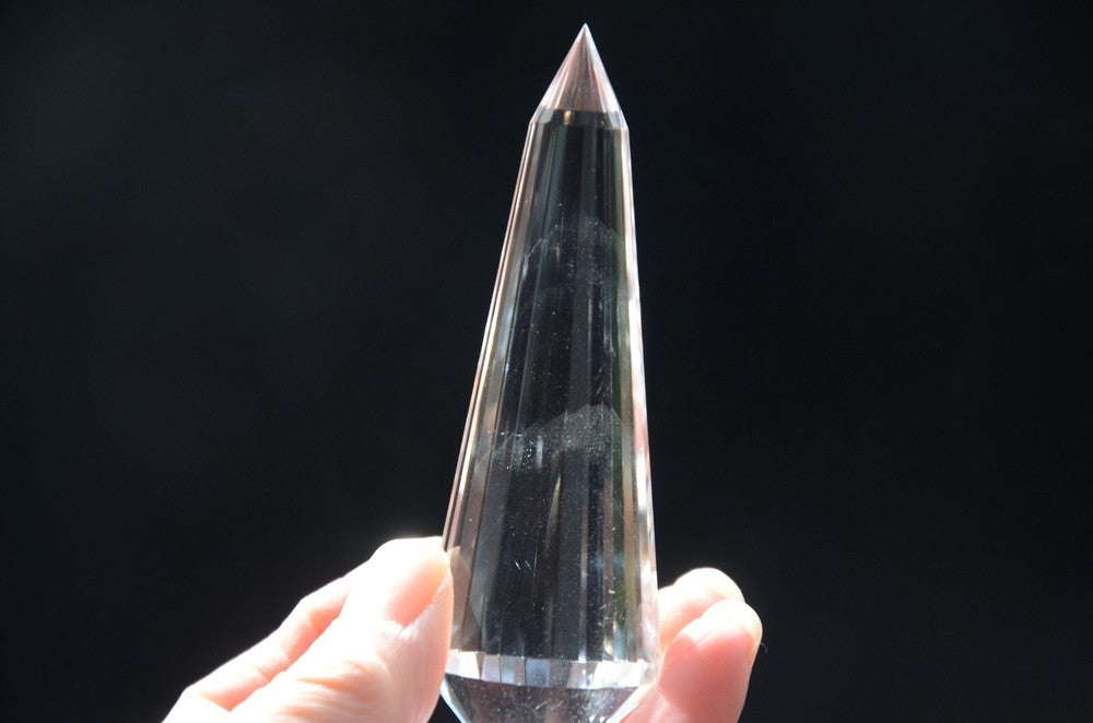 Tibetan High Altitude Clear 24 Sided Phantom Crystal Quartz Vogel Wand 3.85''