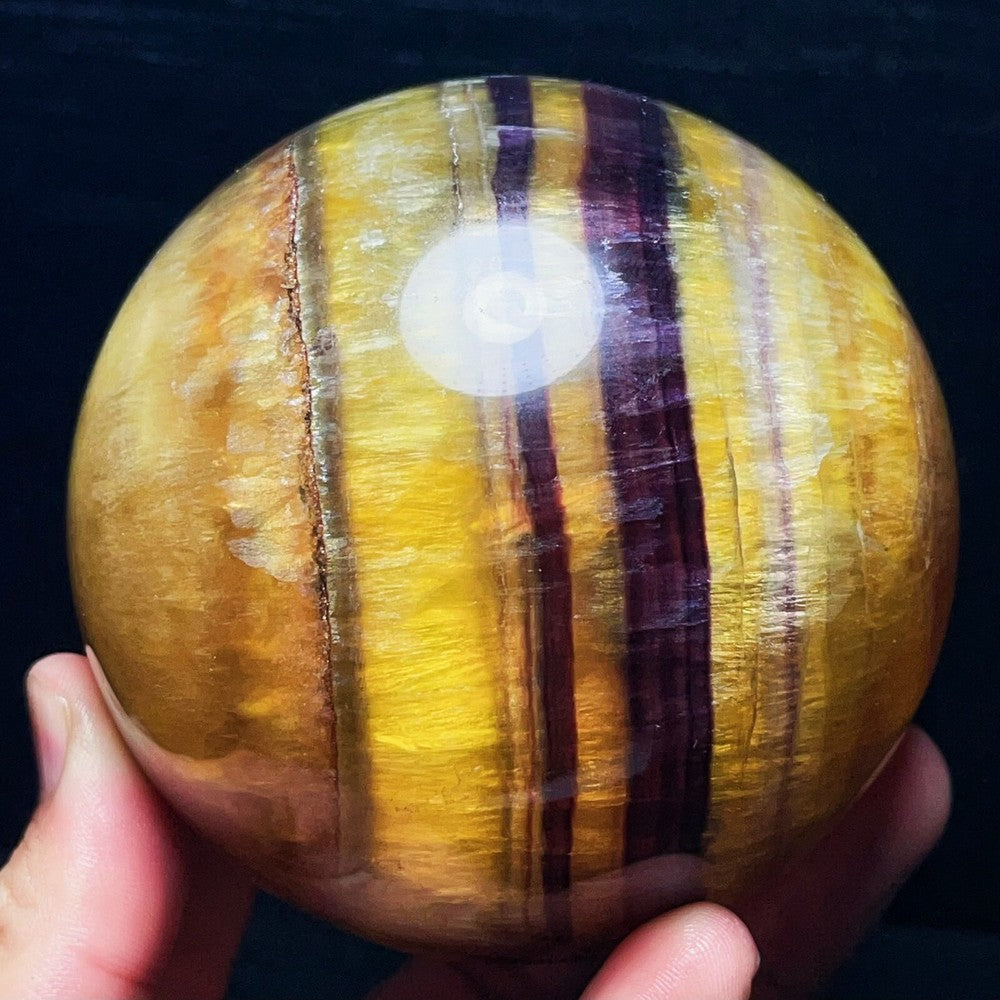Boule de fluorite jaune polie naturelle 1449 g, cristal de guérison 