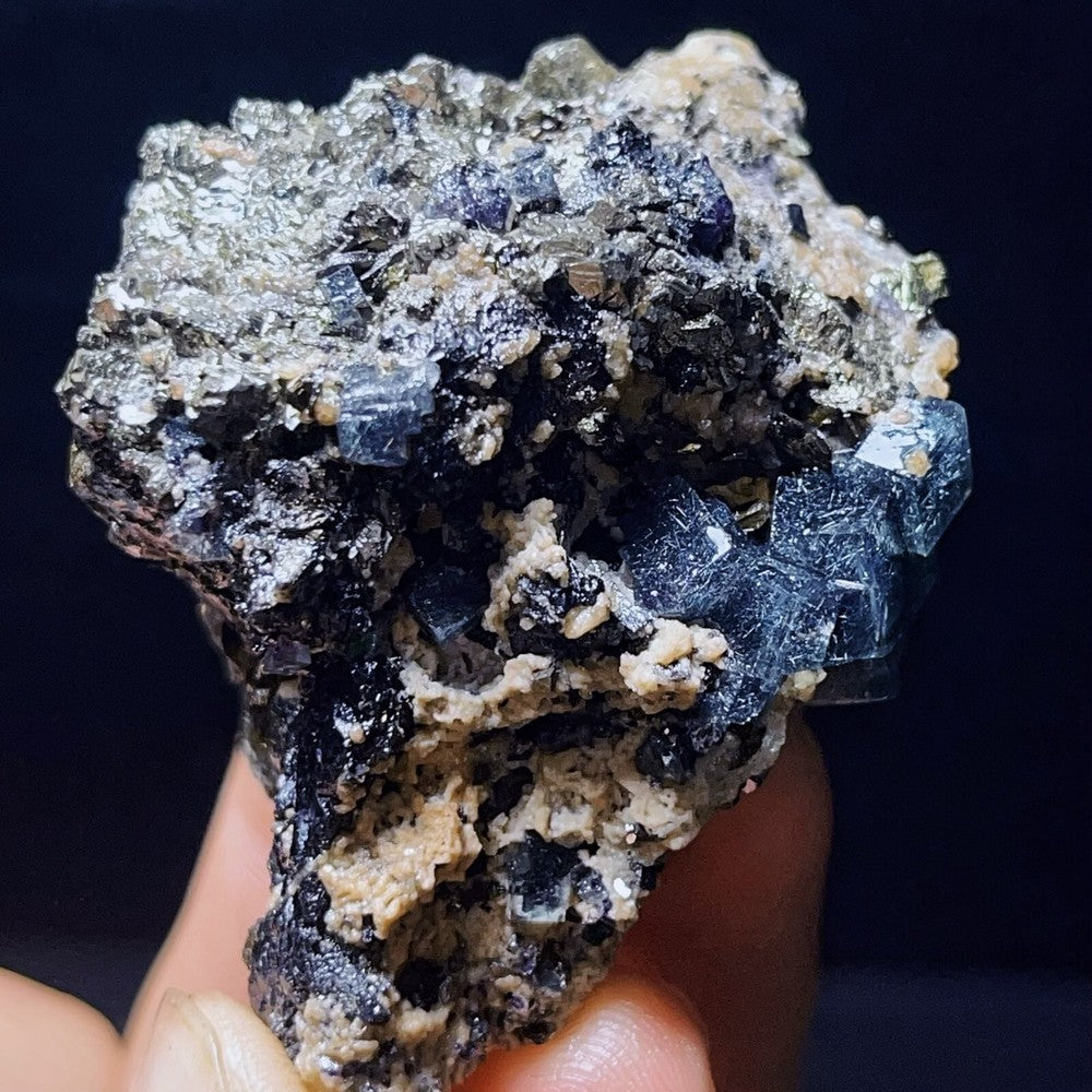 Extremely Top Phantom Cubic Fluorite Copper ore symbiotic crystals Specimen