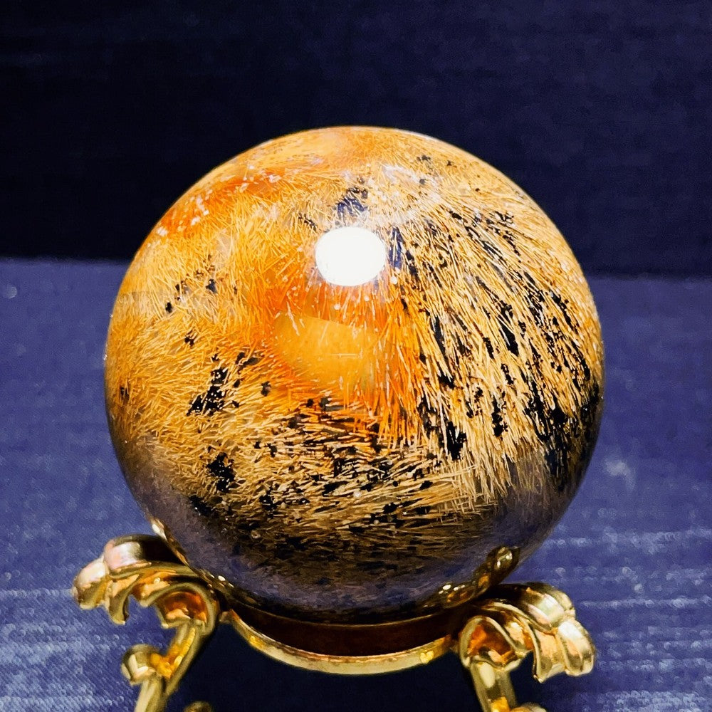 356G Natural Beautiful Golden Hair Rutilated Quartz Crystal Sphere Healing