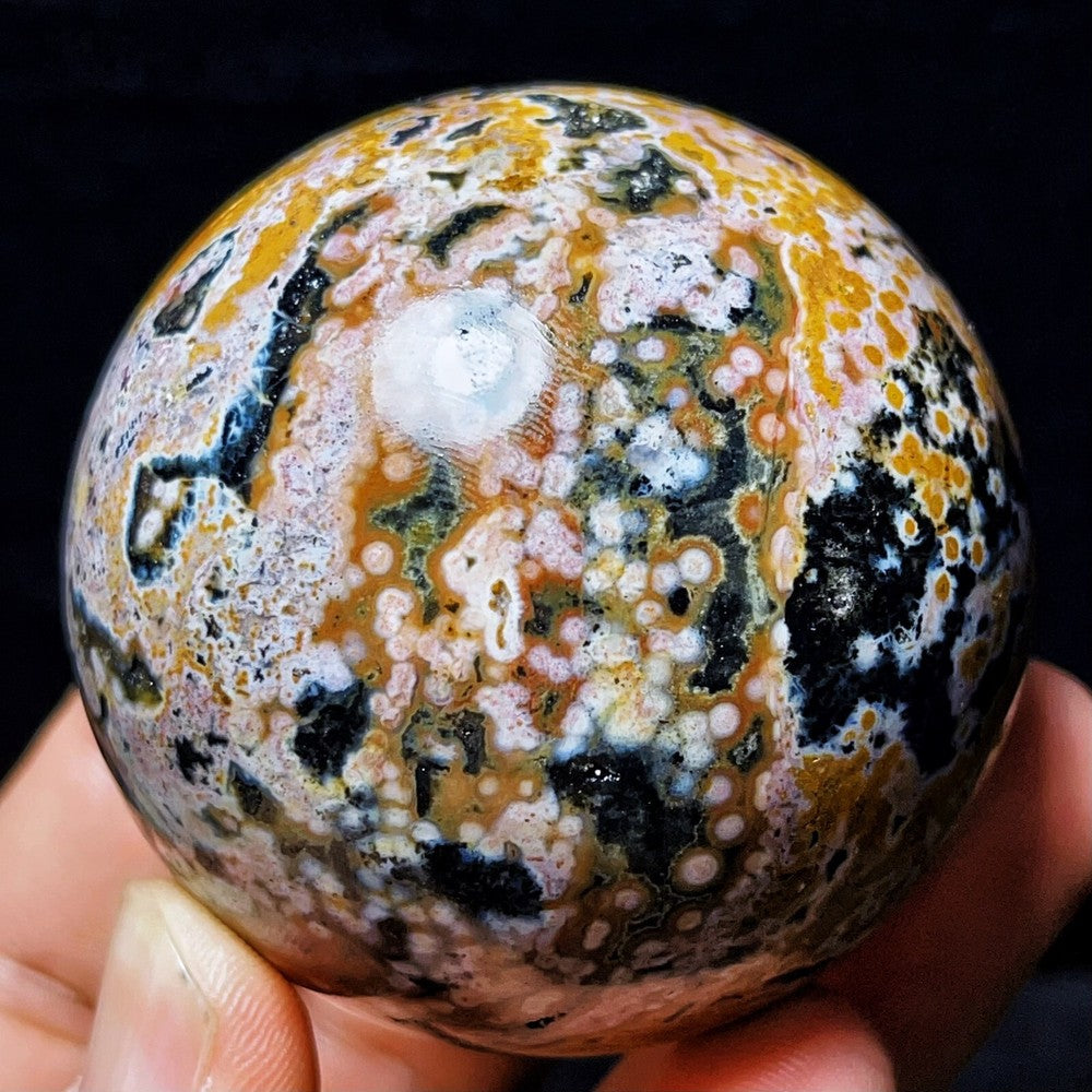 280G Natural Polished Orbicular Ocean Jasper Sphere Crystal Healing