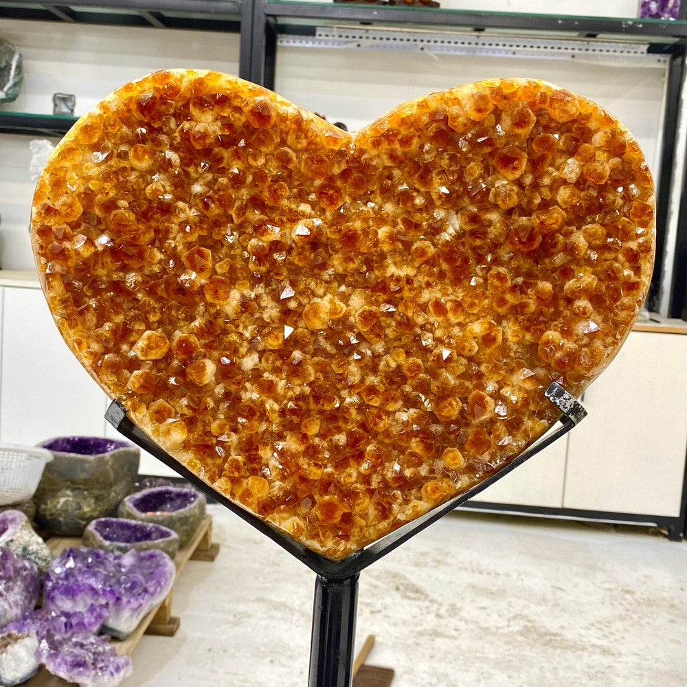 17.93LB Natural yellow crystal hand carved love crystal spiritual healing