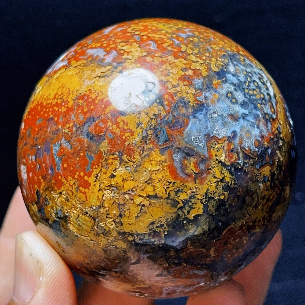 373G Natural Polished Orbicular Ocean Jasper Sphere Crystal Healing