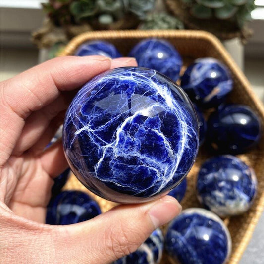 50mm+ Natural Sodalite Ball Quartz Crystal Sphere Healing