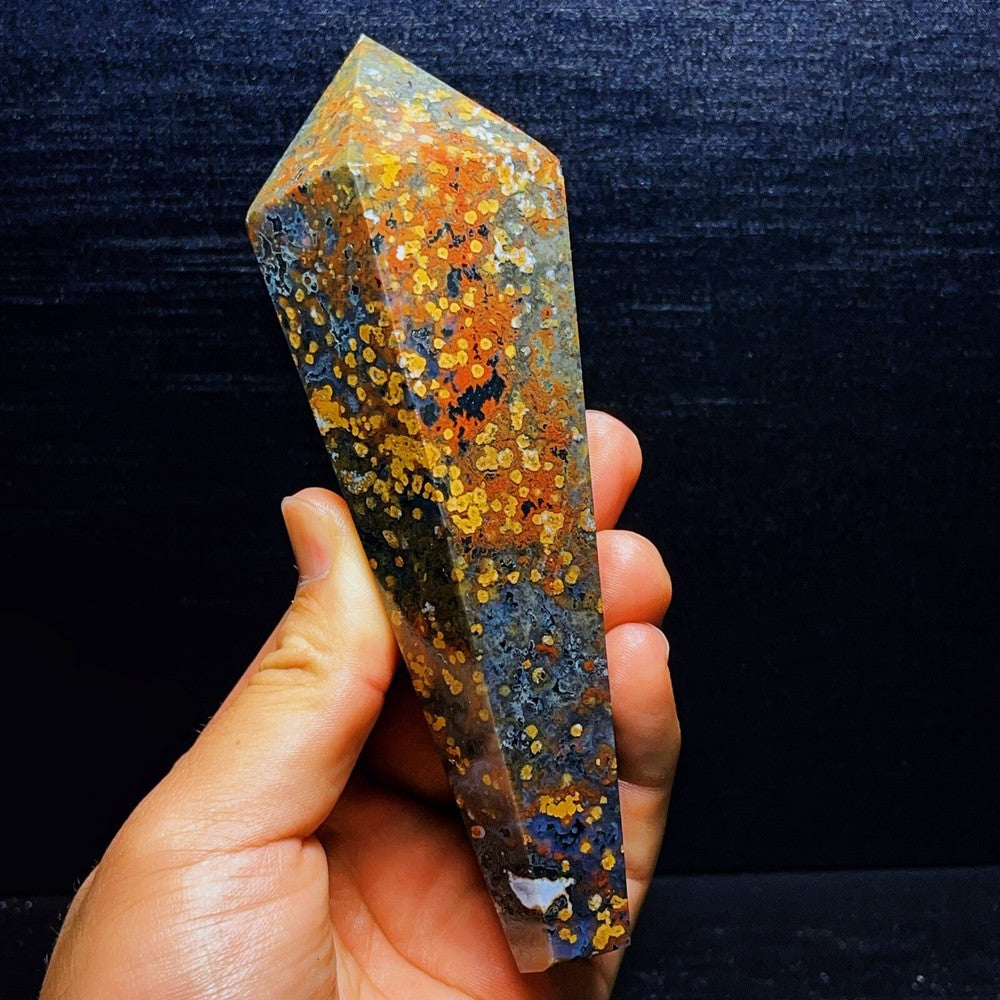 431G Natural Ocean Jasper Tower Crystal Stone Healing