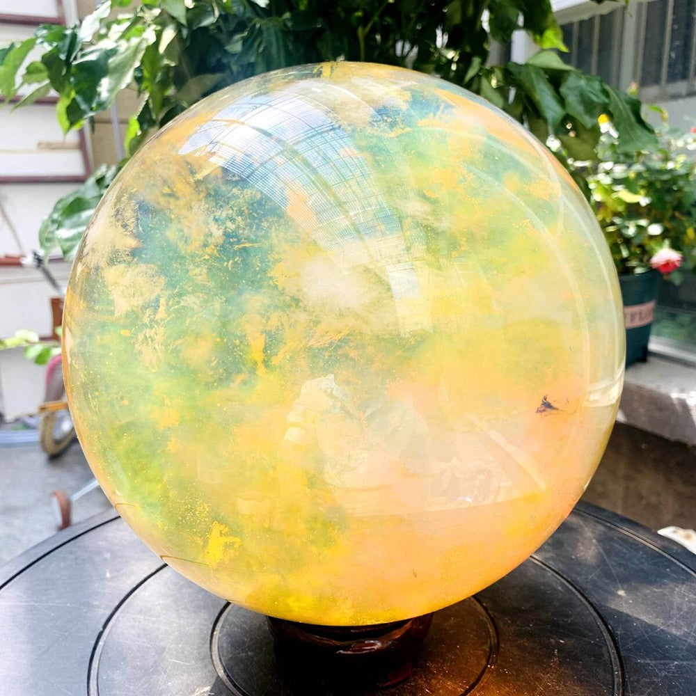 25.96LB Yellow melting stone quartz crystal sphere crystal ball  reiki