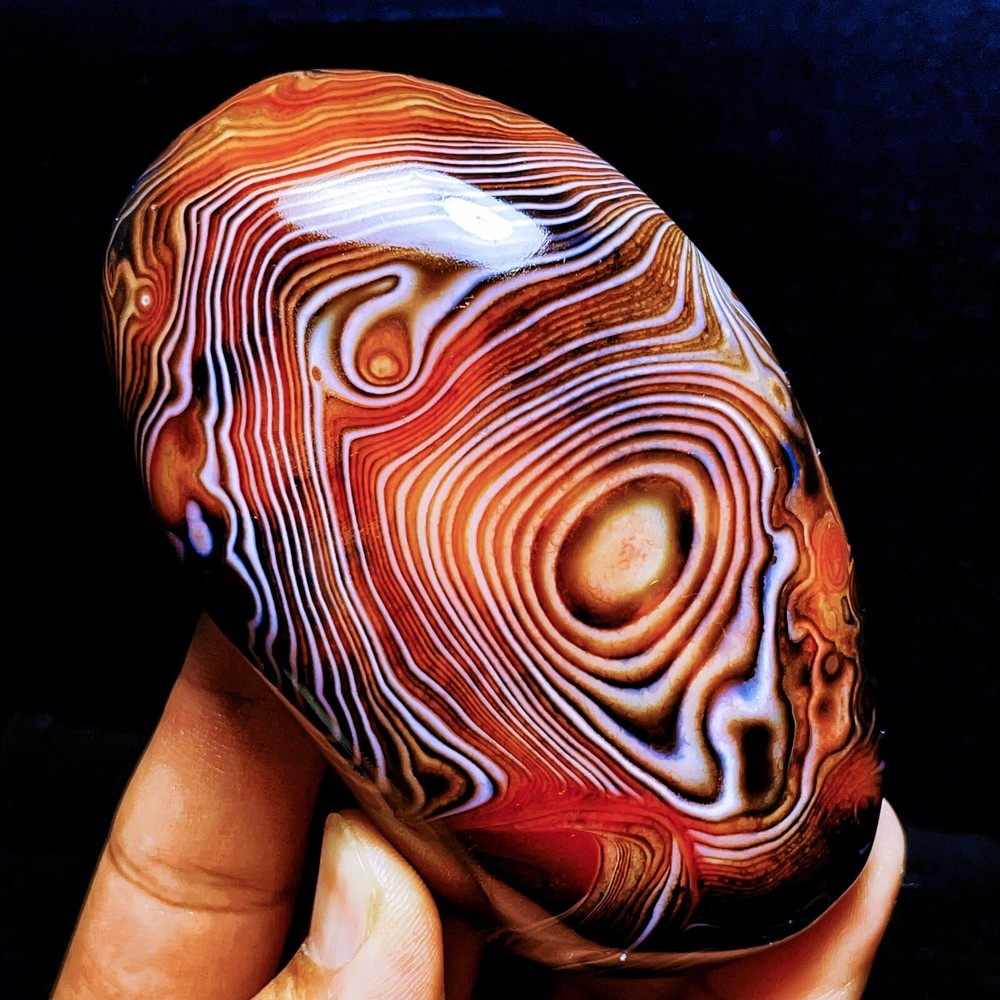 Agate naturelle polie à bandes de soie, cristal d'agate dentelle de Madagascar 