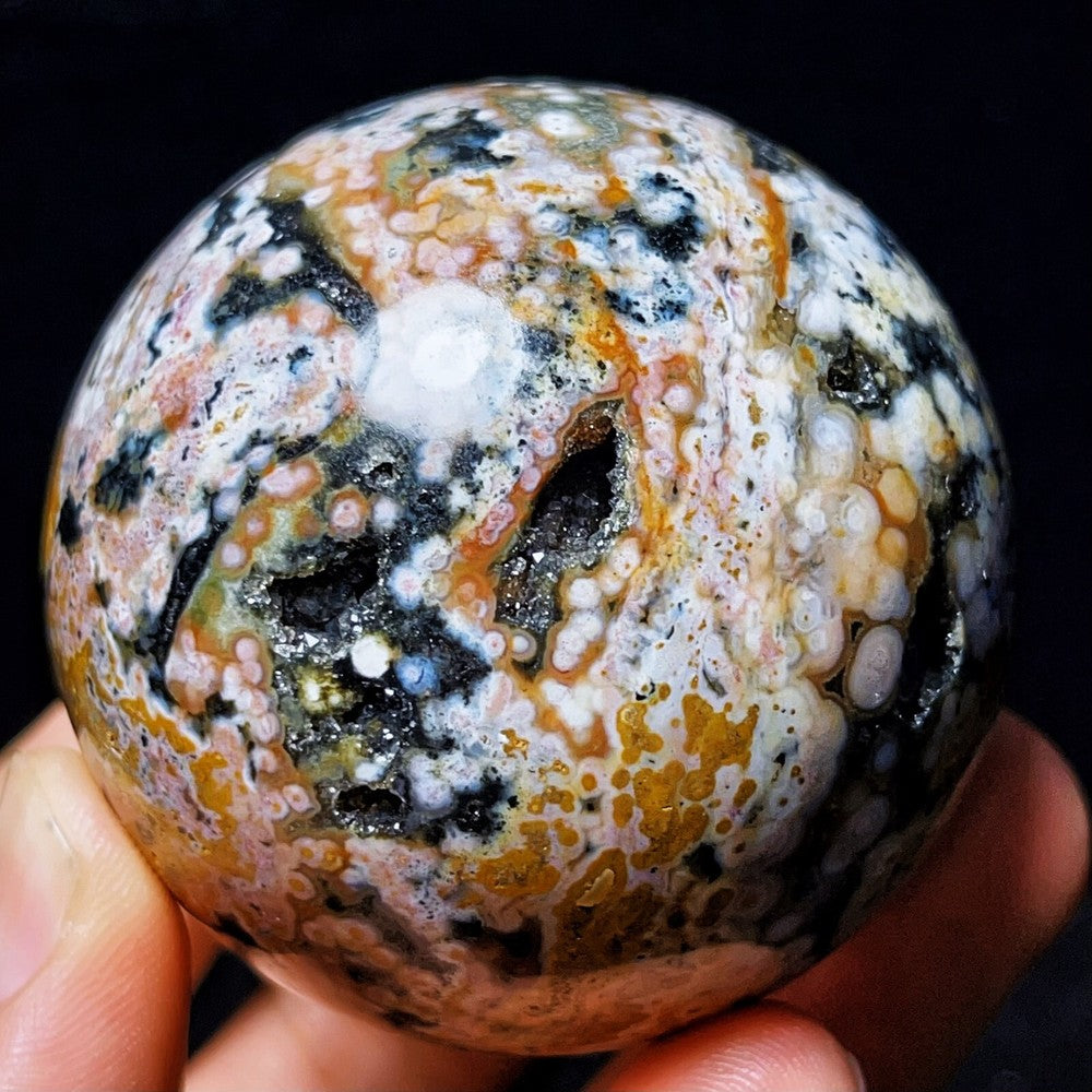 280G Natural Polished Orbicular Ocean Jasper Sphere Crystal Healing