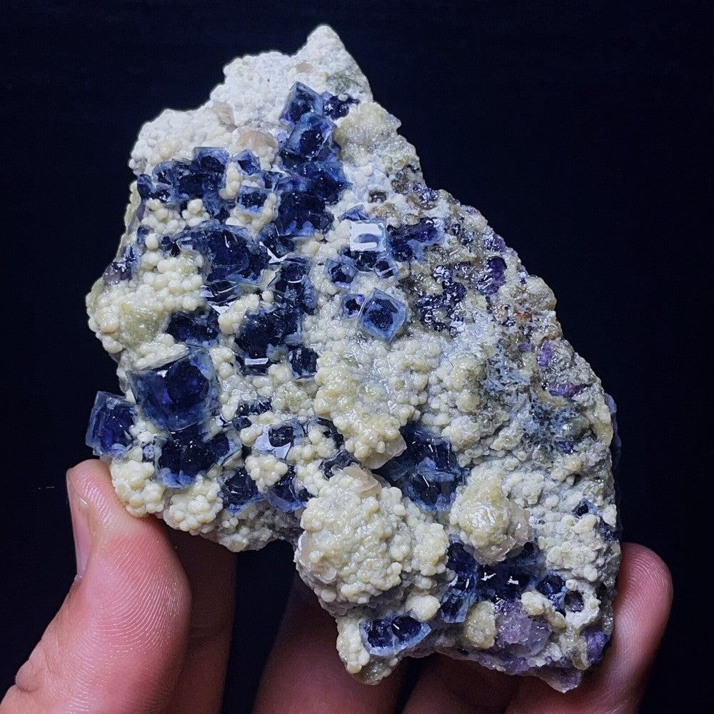 Extremely Top Phantom Cubic Fluorite Copper ore symbiotic crystals Specimen