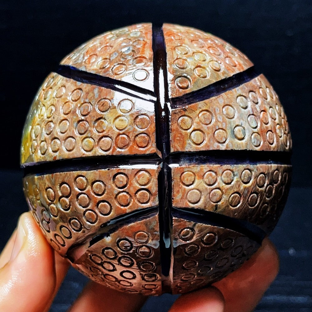715G Natural Polished Basketball Agate Sphere Crystal Ball Healing