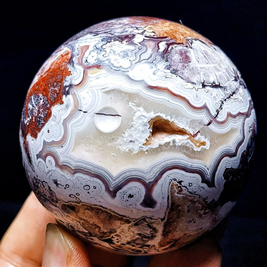 TOP 407G Natural Polished Mexican agate Sphere Ball Crystal Stone Healing