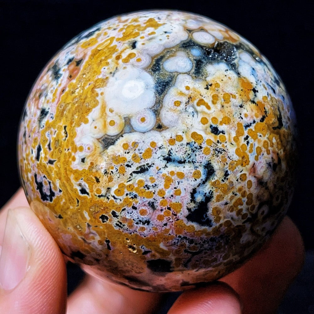 280G Natural Polished Orbicular Ocean Jasper Sphere Crystal Healing