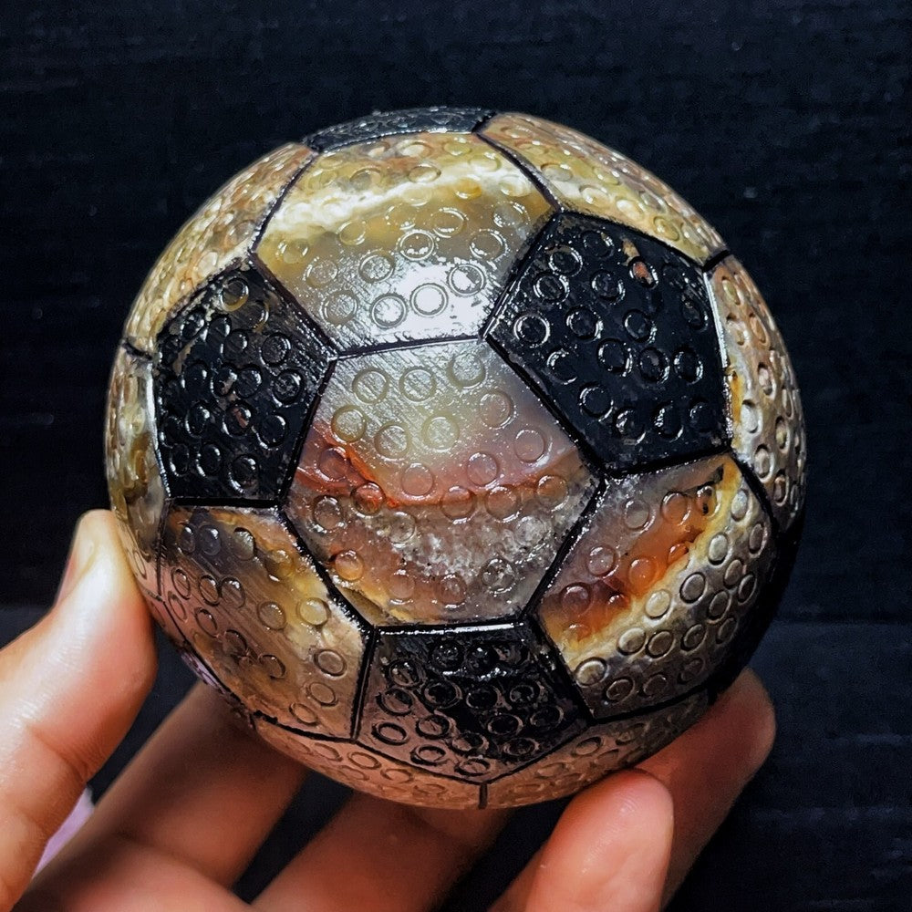 1087G Natural Polished Football Agate Sphere Crystal Ball Healing