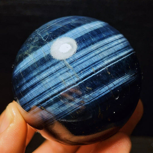328G Natural Beautiful Meteor Blue Tiger Eye Sphere Crystal Quartz Healing