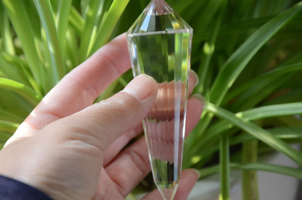 Tibetan High Altitude Clear 24 Sided Phantom Crystal Quartz Vogel Wand 3.85''