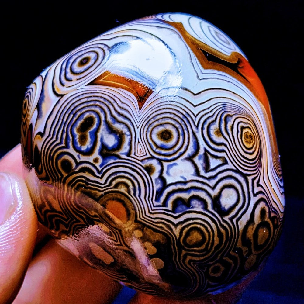 Agate naturelle polie à bandes de soie, agate dentelle, cristal de guérison 
