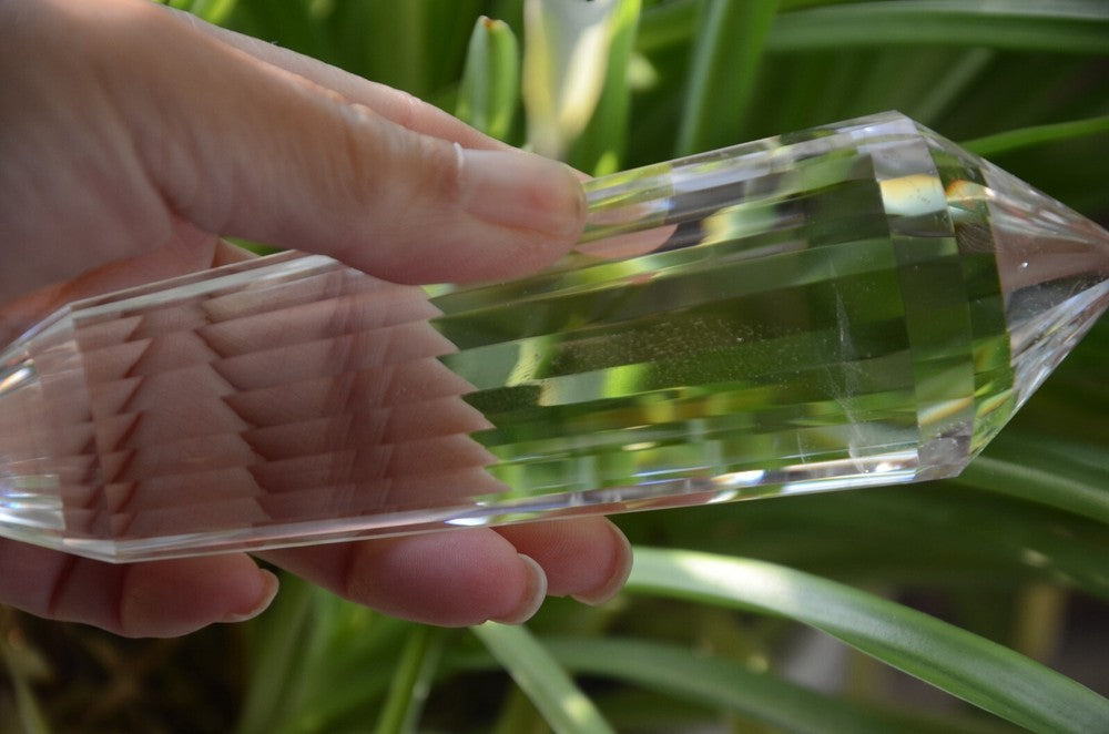 Tibetan High Altitude Clear 24 Side Crystal Quartz Vogel Style Wand Point 6.74''