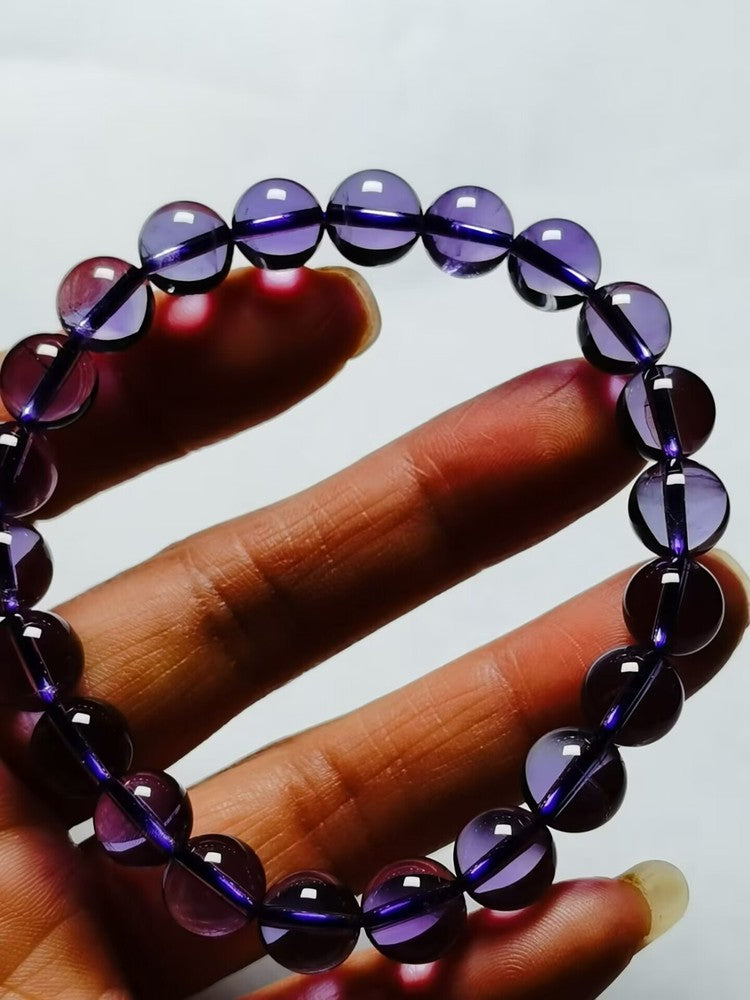 Real Tibetan High Altitude Clear Purple Amethyst Crystal Bracelet Bead 8 mm