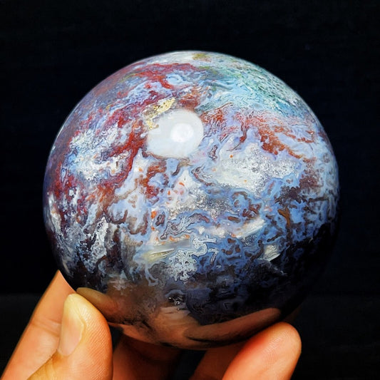 783G Natural Polished Moss Agate Sphere Agate Crystal Ball Healing