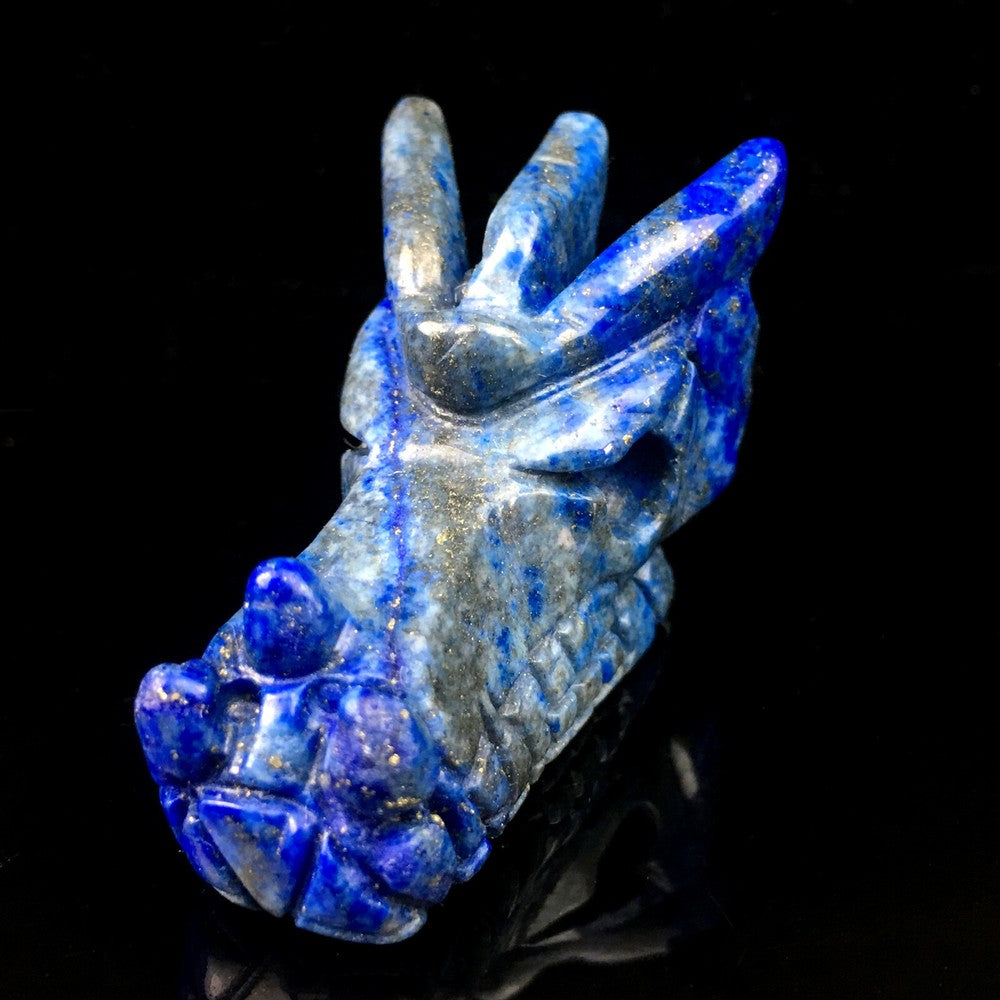 Natural Lapis Lazuli Dragon quartz Skull Hand Carved Crystal Reiki Healing