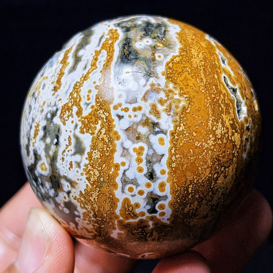 295G Natural Polished Orbicular Ocean Jasper Sphere Crystal Healing