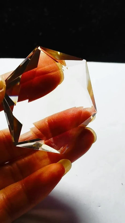 Tibetan High Altitude Smoky Citrine Crystal Star of David Vogel Cut 1.73''