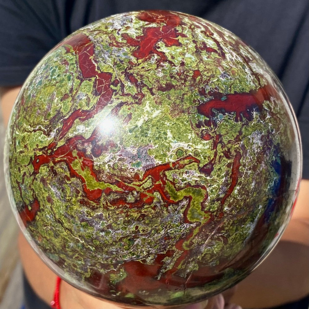 8.79LB Natural dragon blood stone quartz sphere crystal ball reiki healing