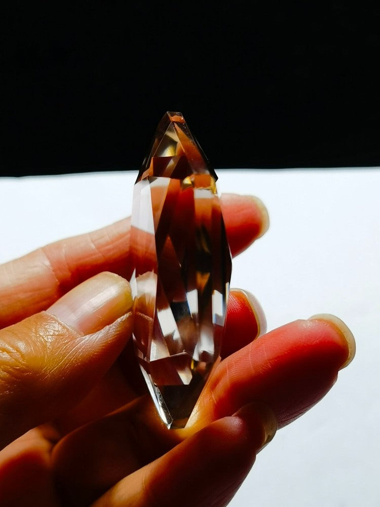 Tibetan High Altitude Smoky Citrine Crystal Star of David Vogel Cut 1.73''