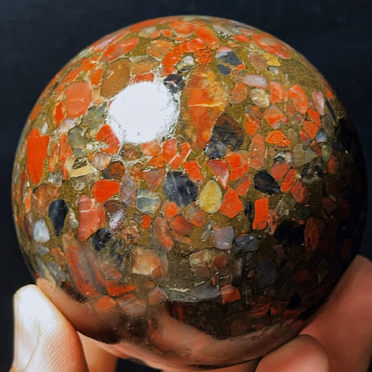 508G Natural Plum blossom Agate Sphere Ball Crystal Stone Madagascar