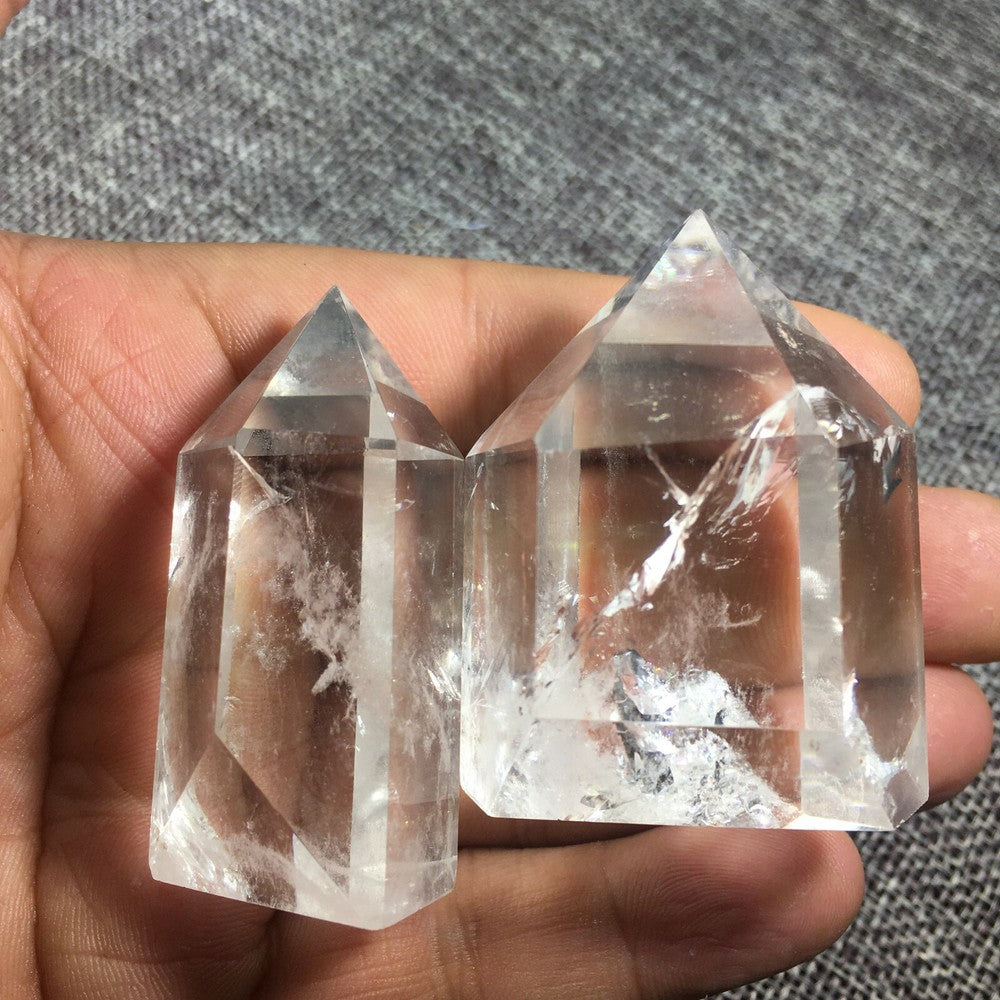 Natural Quartz clear Crystal Obelisk Wand Energy Healing 2PCS