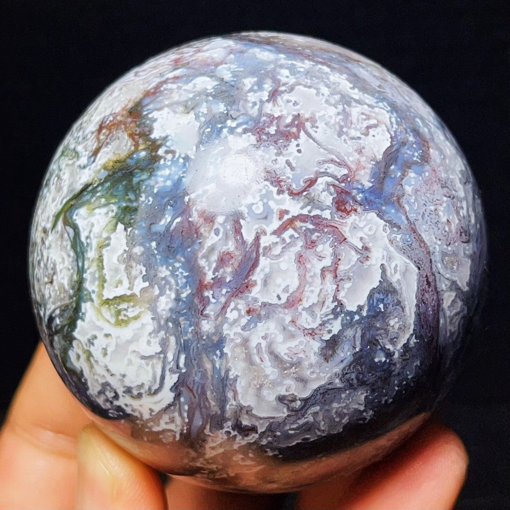 429G Natural Polished Moss Agate Sphere Agate Crystal Ball Healing