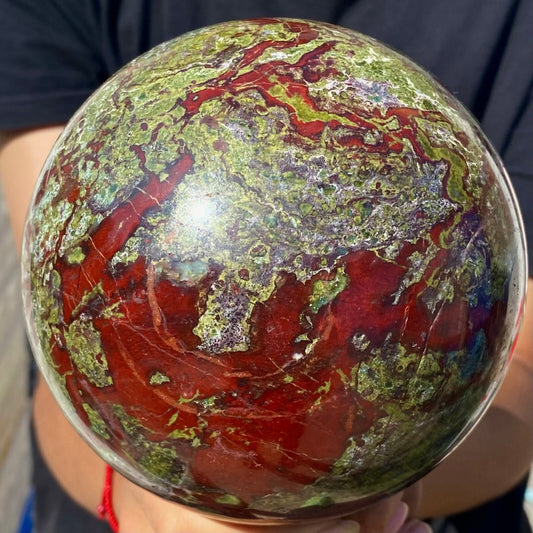8.79LB Natural dragon blood stone quartz sphere crystal ball reiki healing