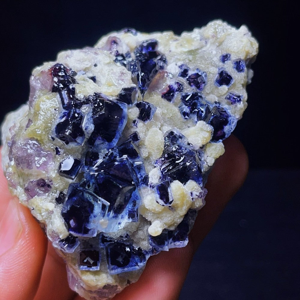 Extremely Top Phantom Cubic Fluorite Copper ore symbiotic crystals Specimen