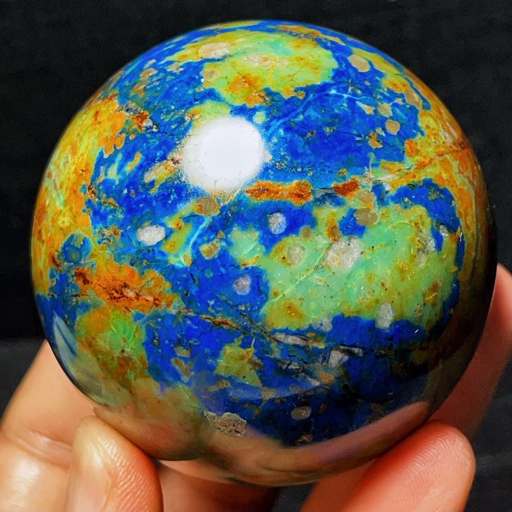 Natural Polished Phoenix Blue Gold Agate Crystal Ball Healing