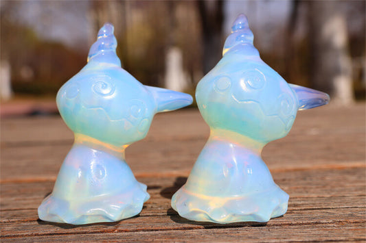 2.3'' Carved Opalite Reiki Crystal Skull Decor Crystal gift Healing 1pc