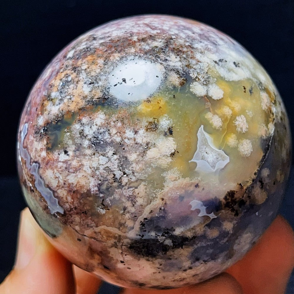 334G Natural Polished Moss Agate Sphere Agate Crystal Ball Healing