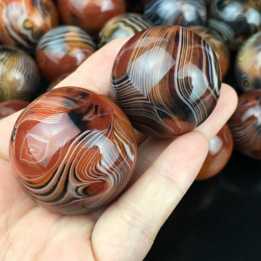 Natural Polished Banded Agate Crystal Sphere Ball Healing 40g+ 2PCS