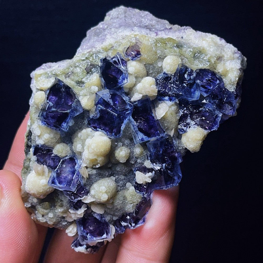 Extremely Top Phantom Cubic Fluorite Copper ore symbiotic crystals Specimen