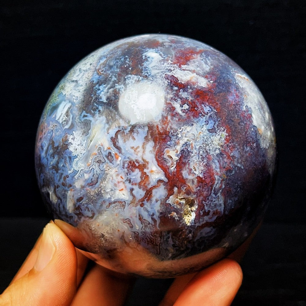 783G Natural Polished Moss Agate Sphere Agate Crystal Ball Healing