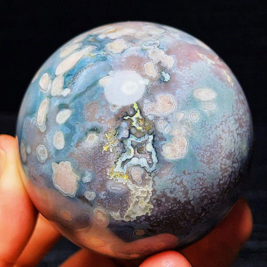 430G Natural Polished cherry blossom agate Crystal Ball Healing