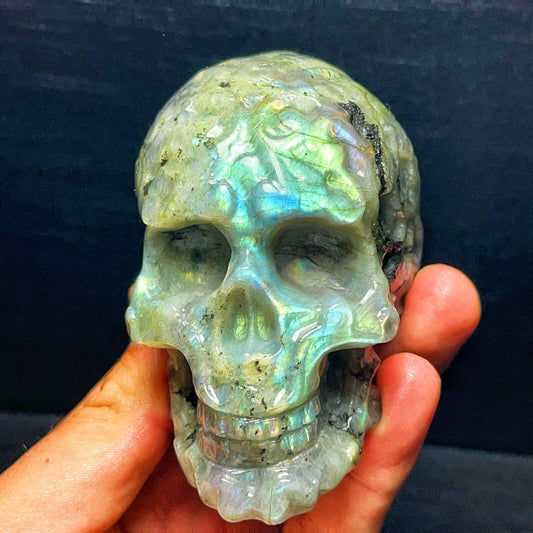 Natural labradorite Hand carved Skull Crystal Healing