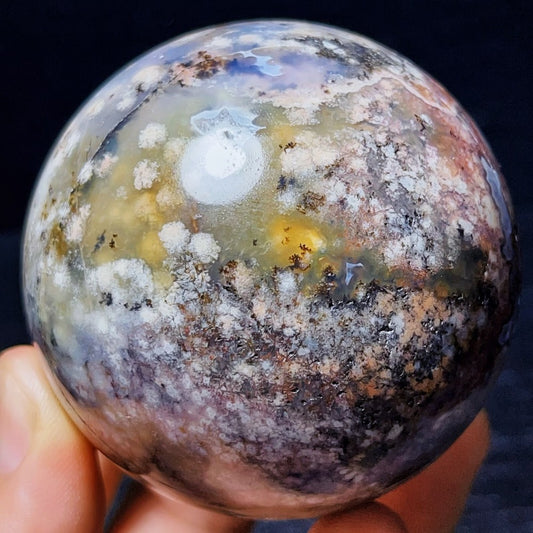 334G Natural Polished Moss Agate Sphere Agate Crystal Ball Healing